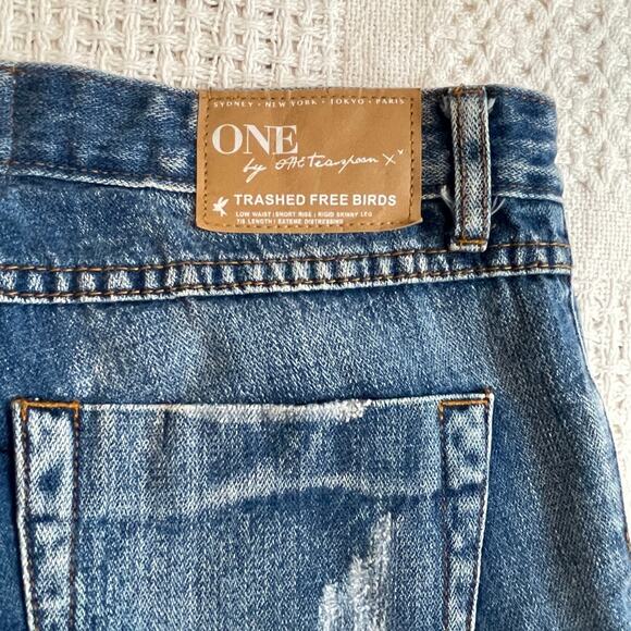 ONE By One Teaspoon Distressed zip ankle low rise Trashed Free Birds J2 2204 - Picture 10 of 15